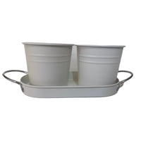 Decogreen - Set 2 Maceteros Y Bandeja Crema