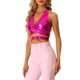 thumbnail image 4 of INSPIRE CHIC Top metálico con cuello halter para mujer, escote en V profundo, top corto holográfico sin espalda XL rosa intenso, 4 of 6