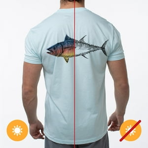 Delsol - Camiseta Clásica Para Hombre - Azul Hielo Pez Grande De Para Hombre - Camiseta (Mediana)