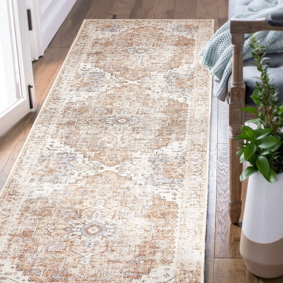Alfombra Runner Jinchan para pasillo y cocina, lavable, 60 x 180 cm, color rojo ladrillo