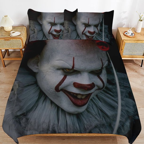 Pennywise Bedding Set Duvet Cover Comfortable and Lightweight Cartoon Bedding 3 Piece Bed Set