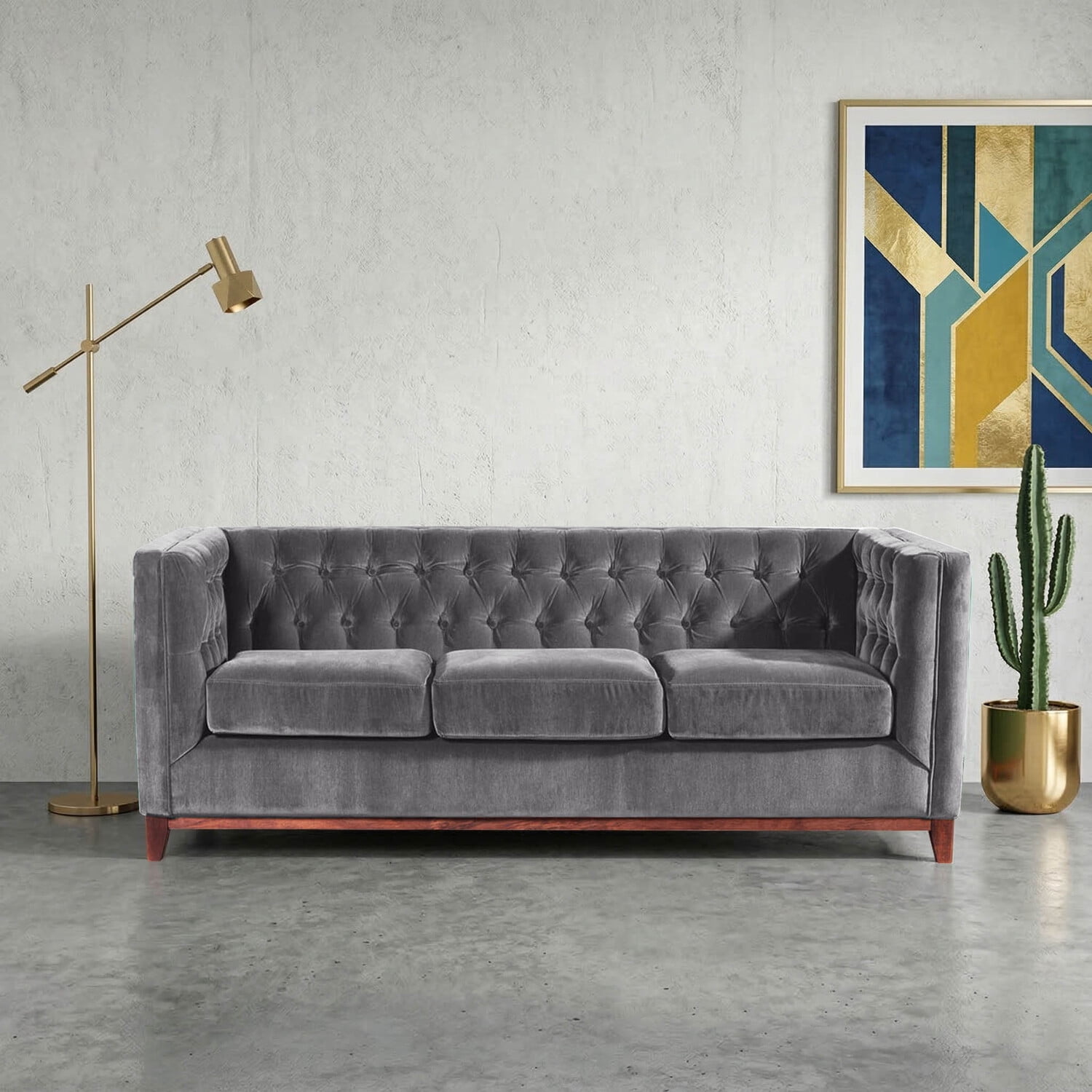 Latam Home - Sofa Roma 3 C Tela Velvet Gris