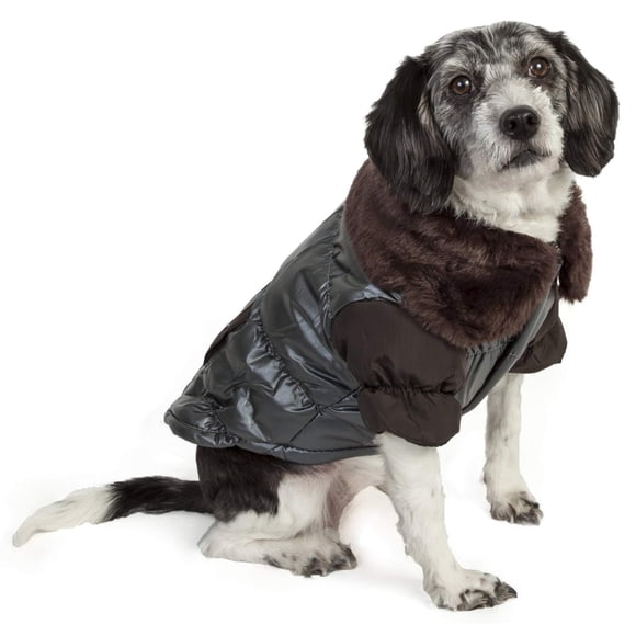 Abrigo Parka para Perro Pet Life Ultra Pelaje Metálico Marrón Extra Pequeño