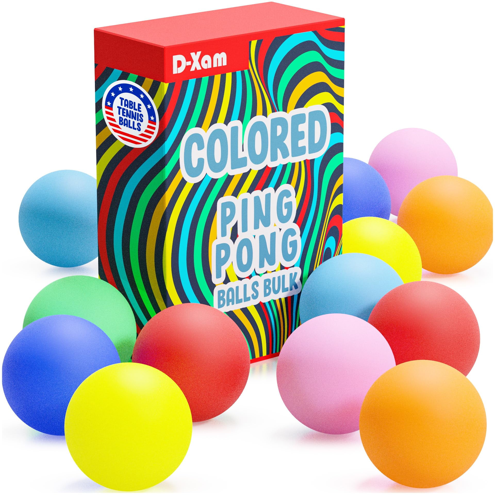 Pelotas De Ping Pong D-xam, Multicolor, 40 Mm, Paquete A Granel