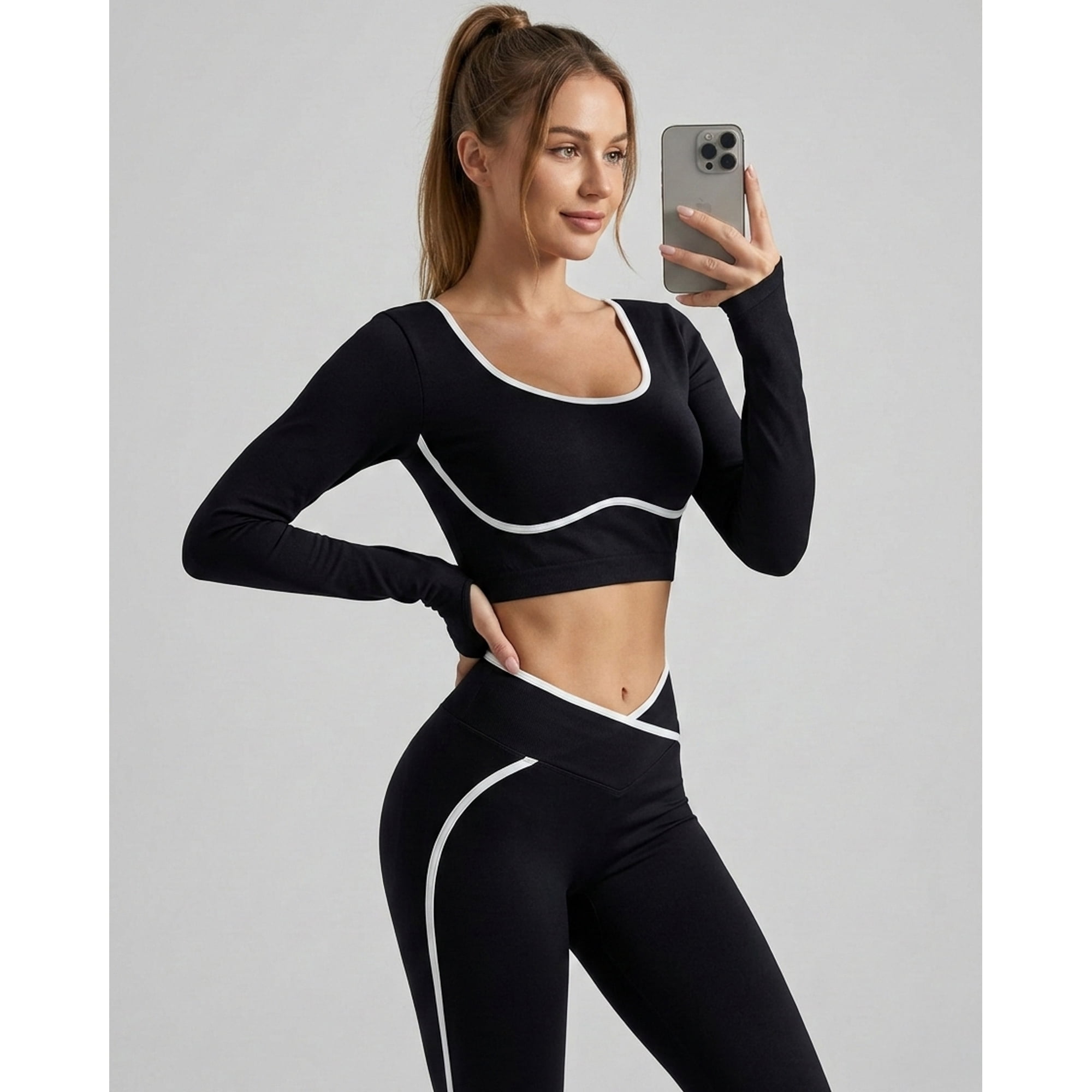 Flix Spa - Conjunto Fitness Mujer Pretina En V Doble Push Up Calidad