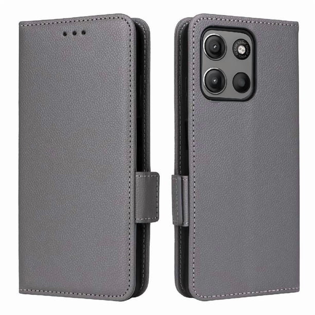 Funda Cartera para Motorola MOTO G15 4G Tapa Flip con Ranuras y Soporte Gris