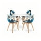 thumbnail image 1 of Comedor Mesa Redonda blanca 80cm + 4 sillas Patchwork wood celeste, 1 of 3