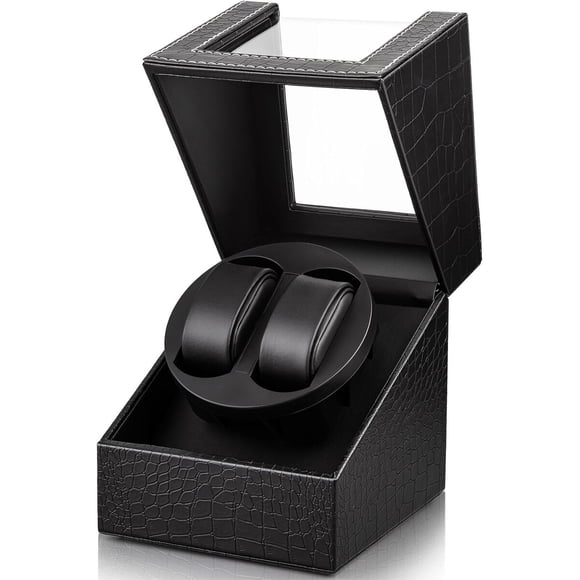 Enrollador de Relojes SHOWPIN Automático Doble Cuero Negro