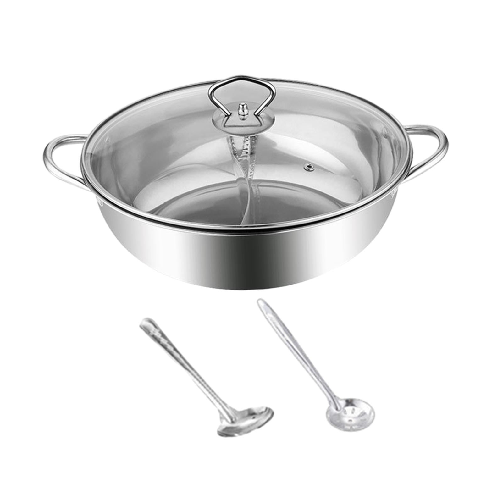 Magideal - Olla Caliente Divisora Shabu Shabu, Olla De Mesa De Doble Cara Con Cucharas, Utensilios De Cocina Para Olla Caliente Para El Hogar, Familia, Fiesta , 36cm