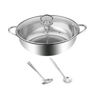 Magideal - Olla Caliente Divisora Shabu Shabu, Olla De Mesa De Doble Cara Con Cucharas, Utensilios De Cocina Para Olla Caliente Para El Hogar, Familia, Fiesta , 36Cm