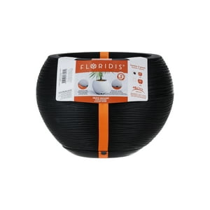 Macetero Floridis Negro Florencia 24 Cm Alto Con Plato
