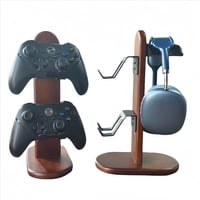 Genérico - 2In1 Soporte De Auriculares De Madera Maciza De Nogal Con Base Estable Soporte Multifuncional Para Auriculares Gamepad-Marrón Oscuro