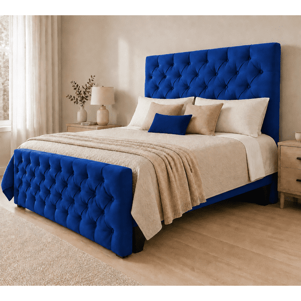 Cama 2 Plazas Capitone con Doble Respaldo Con Colchon Mery Desing – Diseño Moderno y Máximo Confort