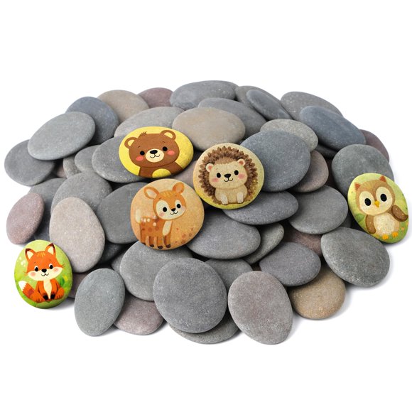 Piedras para pintar Rokraft 24 uds 4,5‑5,5 cm lisas y naturales