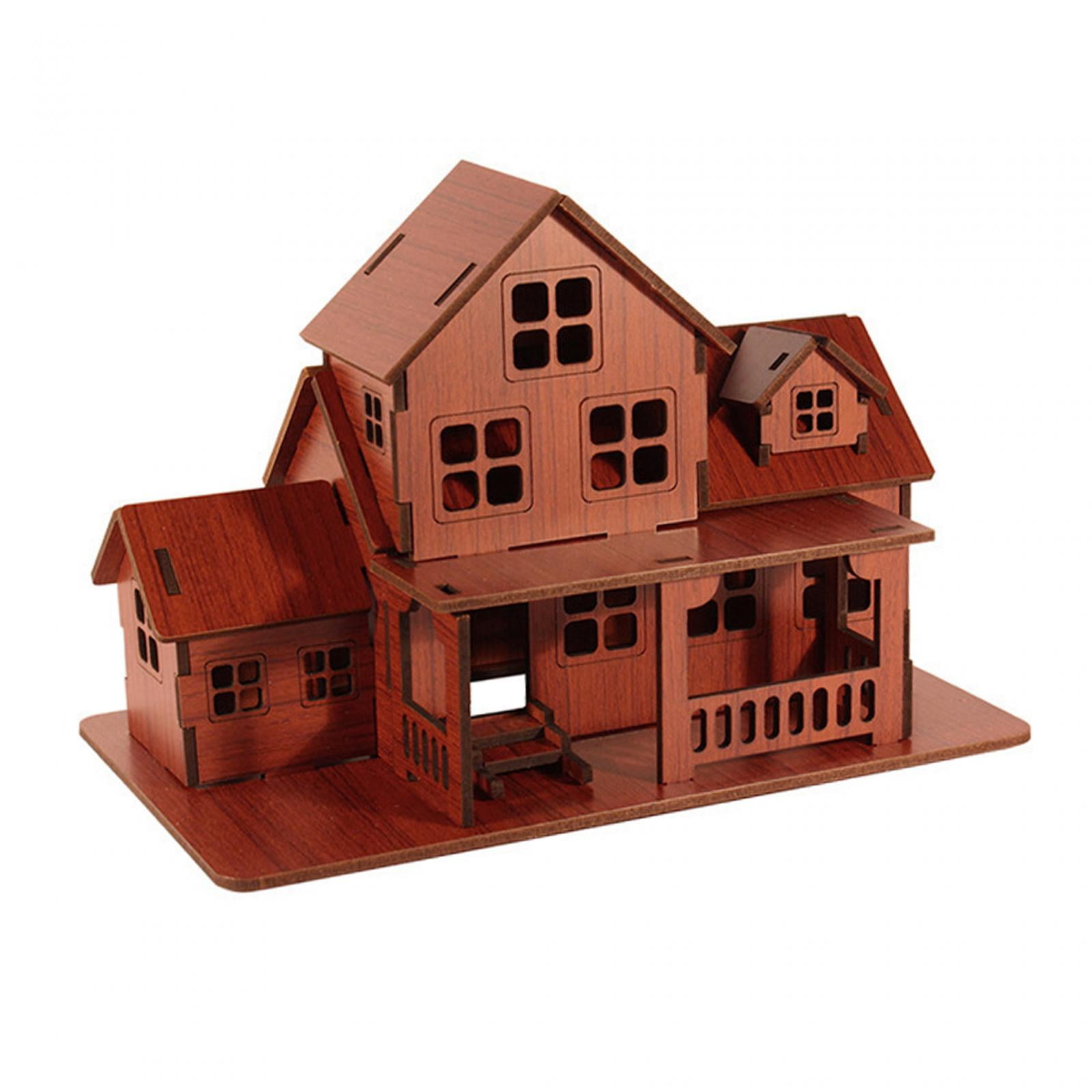 Magideal - Casa De Rompecabezas De Madera 3d Para Niños, Juguete De Construcción, Cabina De Construcción, Kits Diy, Artesanía, Rompecabezas Único, Decoración, Cabaña