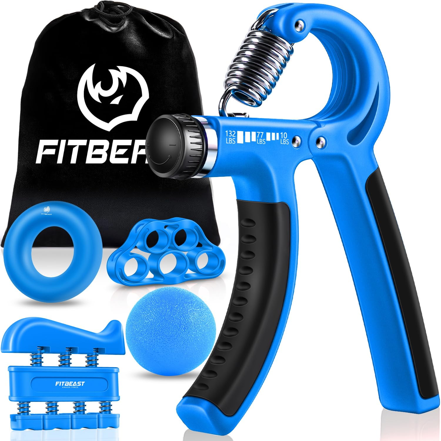 Kit De Entrenamiento Hand Grip Strengener Fitbeast (paquete De 5), Color Azul Claro