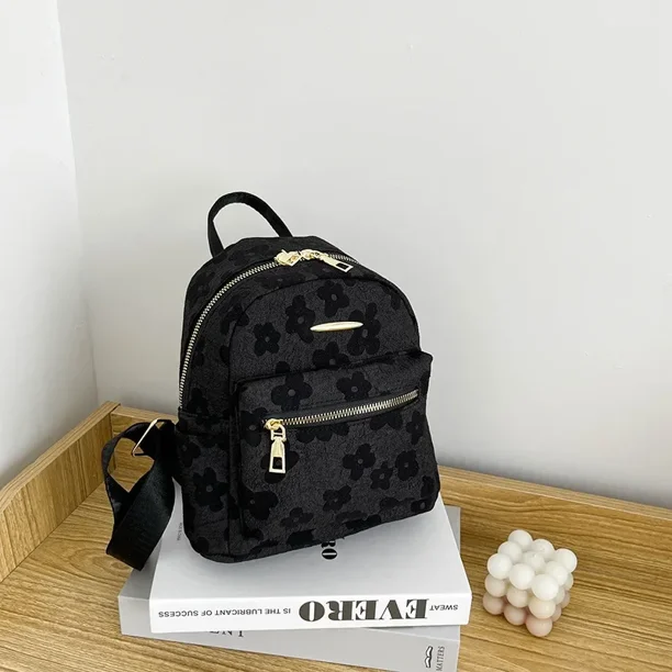 PU Leather Shoulder Mini Small Backpack Multi-Function Ladies Phone Pouch Pack Flower Print Ladies School Backpack Bag for Women