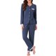 thumbnail image 1 of Conjuntos de pijamas para mujeres con ribete de encaje, manga larga, botones, ropa de dormir, pantalón con cintura elástica, ropa de estar en casa con bolsillos, 2XL azul oscuro, 1 of 6