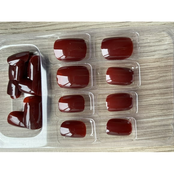UñasPostizas Press-on Cortas/Medio Redondeada 24pcs Rojo Cereza