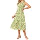 thumbnail image 4 of INSPIRE CHIC Vestido Floral Sin Mangas de Verano para Mujer, Cuello con Pliegues en Capas, Cuello en V, con Volantes, Línea A, Abotonado, Midi, Talla M, Verde, 4 of 5