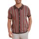 thumbnail image 1 of INSPIRE CHIC Polo de Punto a Rayas para Hombre de Verano con Mangas Cortas y Botones Abajo Camisas Polo de Jacquard S Marrón Oscuro, 1 of 6