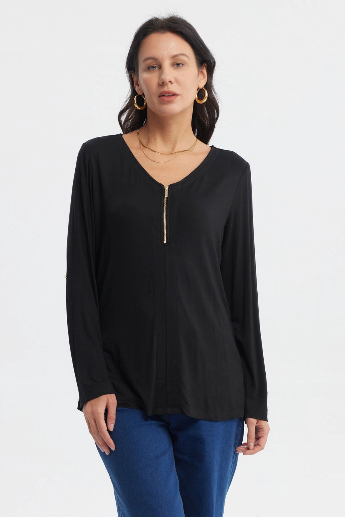 Fashionspark - Polera Mujer Media Pata Con Cierre Negro