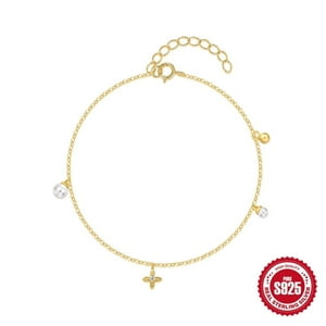 Pulsera Heshpaws S925 Sterling Silver Cross Ajustable Plata