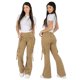 thumbnail image 2 of Jeans Mujer Cargo Flare Tiro Alto Beige 9328, 2 of 6