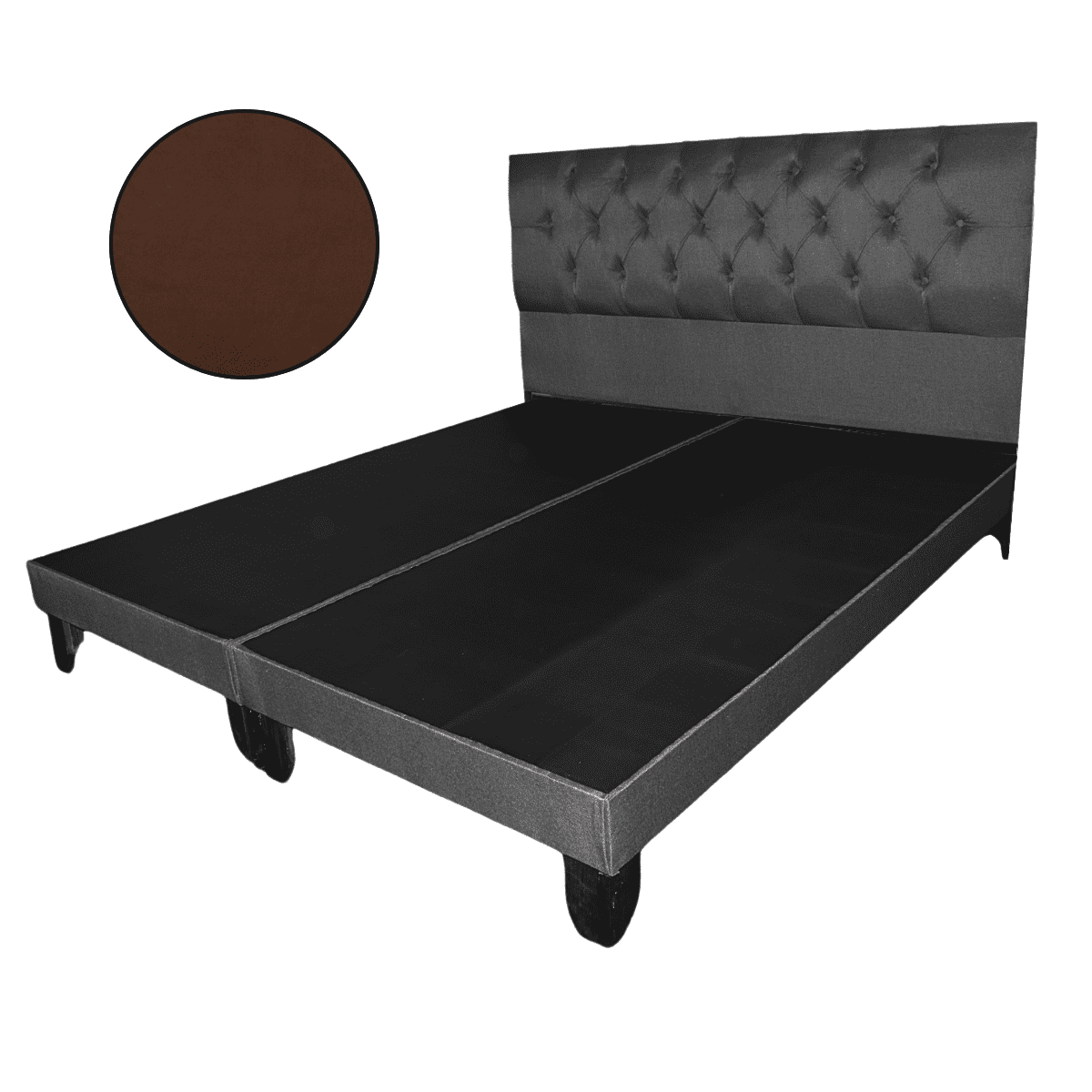 Mueblart - Base De Cama Con Respaldo A Piso Super King Café Felpa