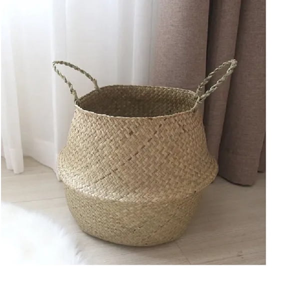 Cesta Tejida De Mimbre De Hierba Marina 35 X 30 X 30 Cm