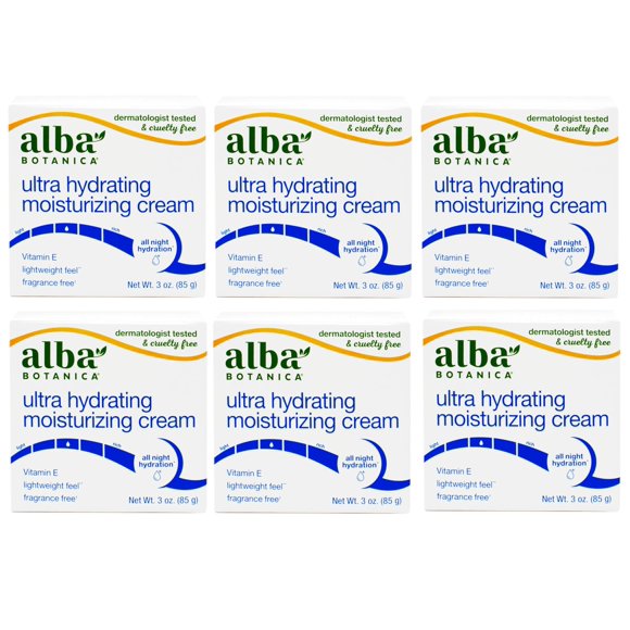 Crema hidratante Alba Botanica 85 g Jazmín Vitamina E – Pack de 6