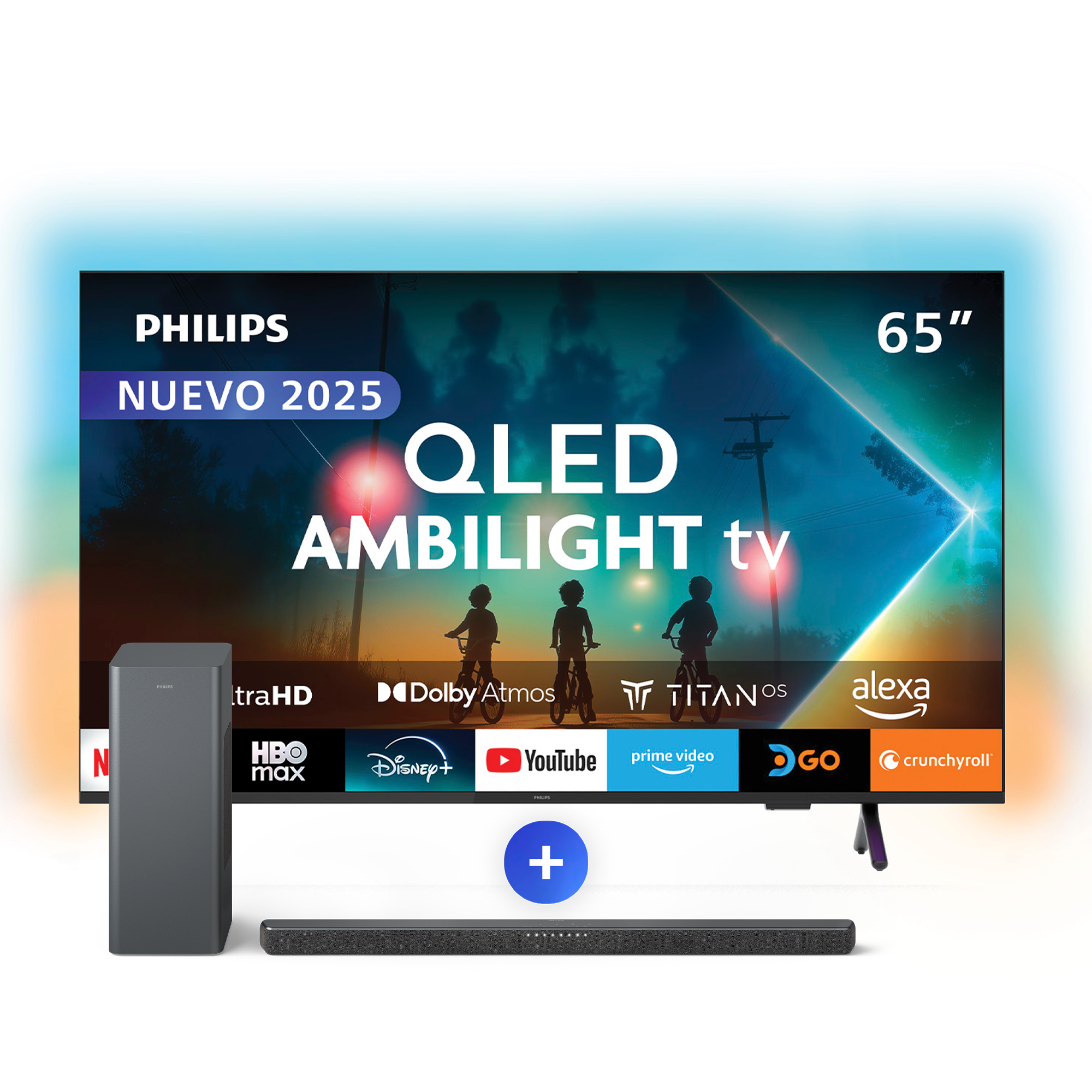 Philips - Qled Ambilight Tv 65″ Pud8250 + Soundbar Tab6309 Premium