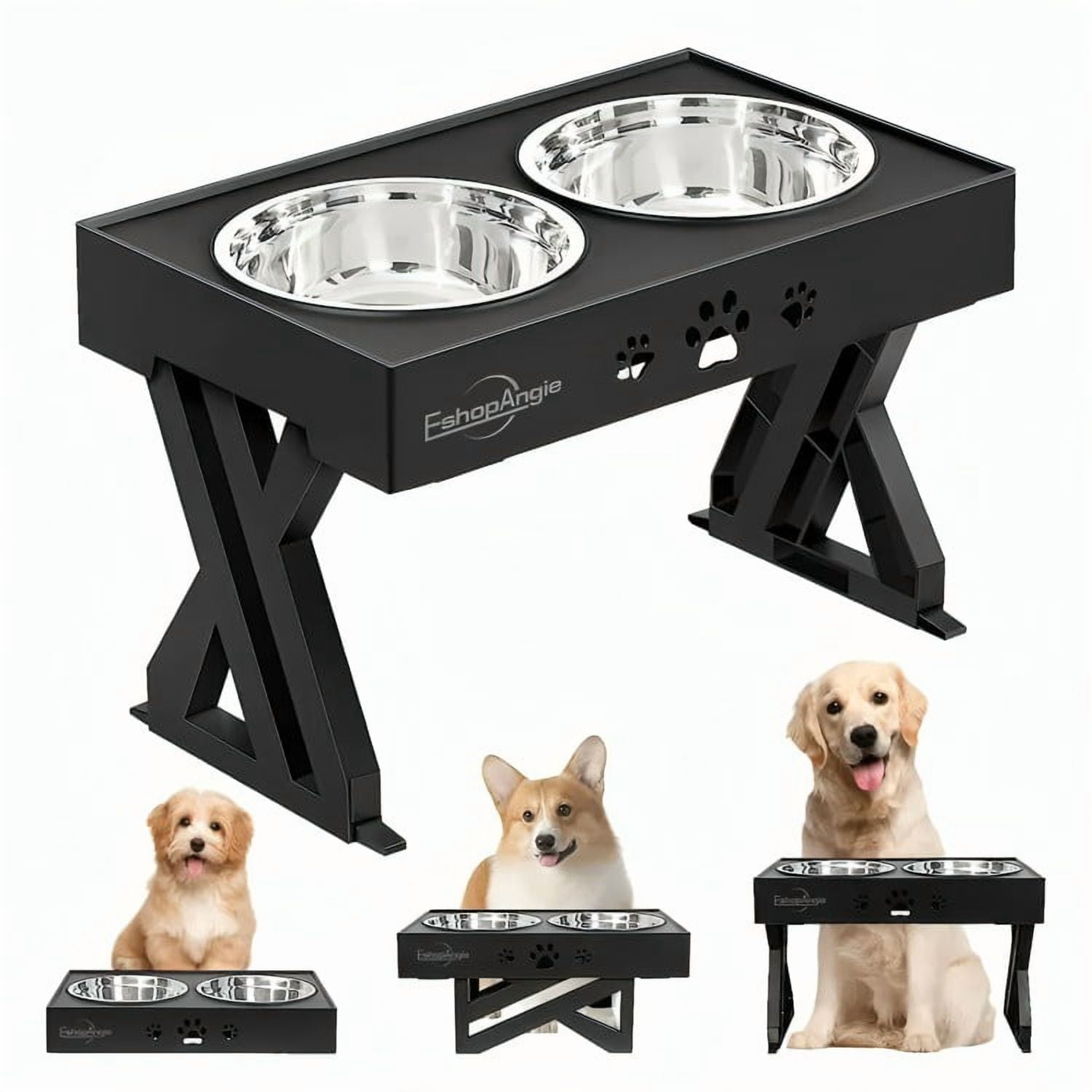 Genérico - Comedero-bebedero Para Perros Altura Ajustable - Plato Acero