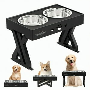 Genérico - Comedero-Bebedero Para Perros Altura Ajustable - Plato Acero