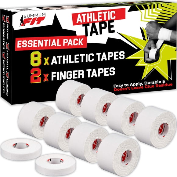 Cinta deportiva Summum Fit blanca extremadamente fuerte, 8 rollos