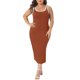 thumbnail image 1 of Vestidos de punto sin mangas con cuello cuadrado y abertura lateral en contraste para el verano de Agnes Orinda para mujeres de talla grande, 4X Naranja, 1 of 6