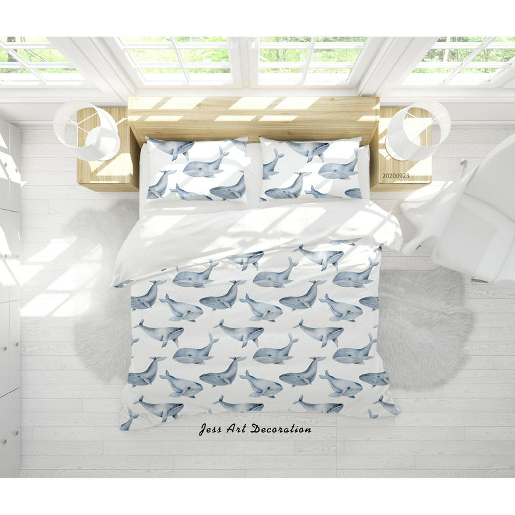 Milsleep - 3d Cute Sea Animals Whale Pattern Quilt Cover Set Bedding Set Duvet Cover