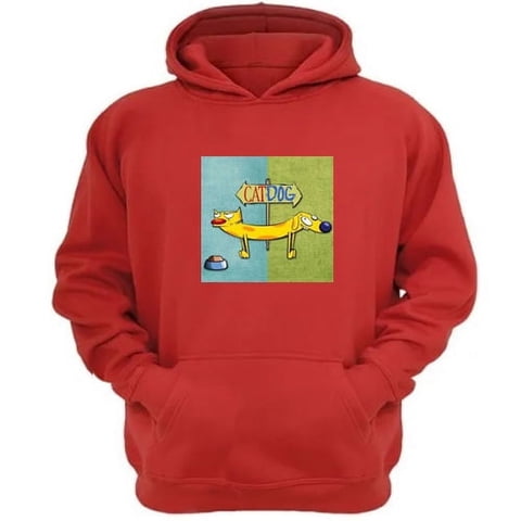 Genérico - Polerón Canguro Cat Dog Rojo Talla Xl Unisex