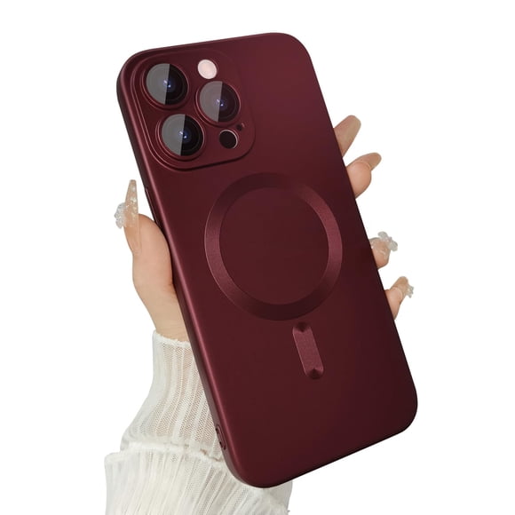 Funda ankofave para iPhone 15 Pro Max, mate color vino tinto