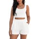 thumbnail image 2 of Conjunto ATHLECHIC para Mujer 2 Piezas Conjunto de Top Corto de Punto Acanalado y Shorts con Bolsillo S Blanco, 2 of 5