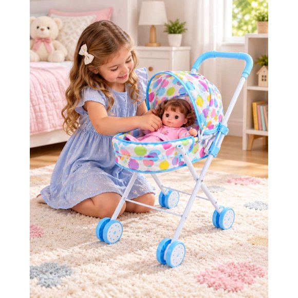 Muñeca Bebe Con Cochecito De Paseo Regalo Infantil Niñas