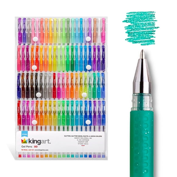 Plumas de gel KINGART 80 colores 2,5 mm con brillo y agarre suave