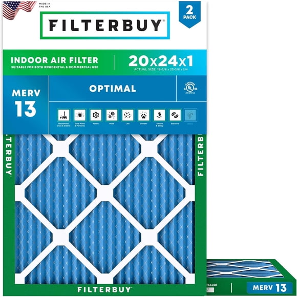 Filtro de Aire Filterbuy 20x24x1 MERV 13 Antialergia