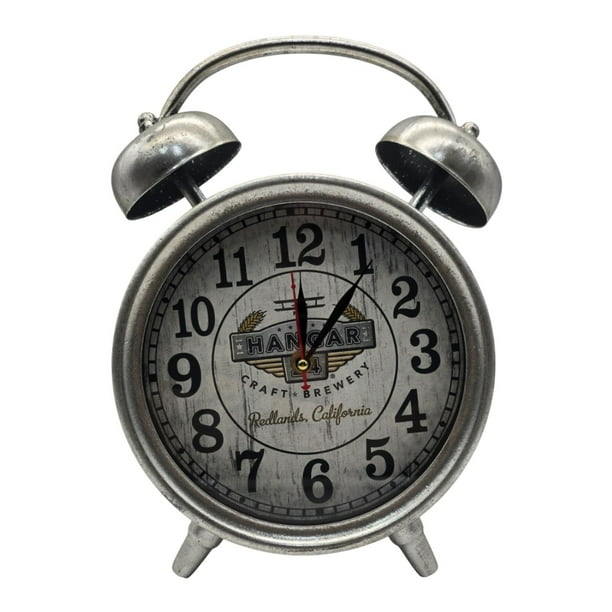 Reloj De Mesa Analogico Hierro Vintage Decorativo Plateado S