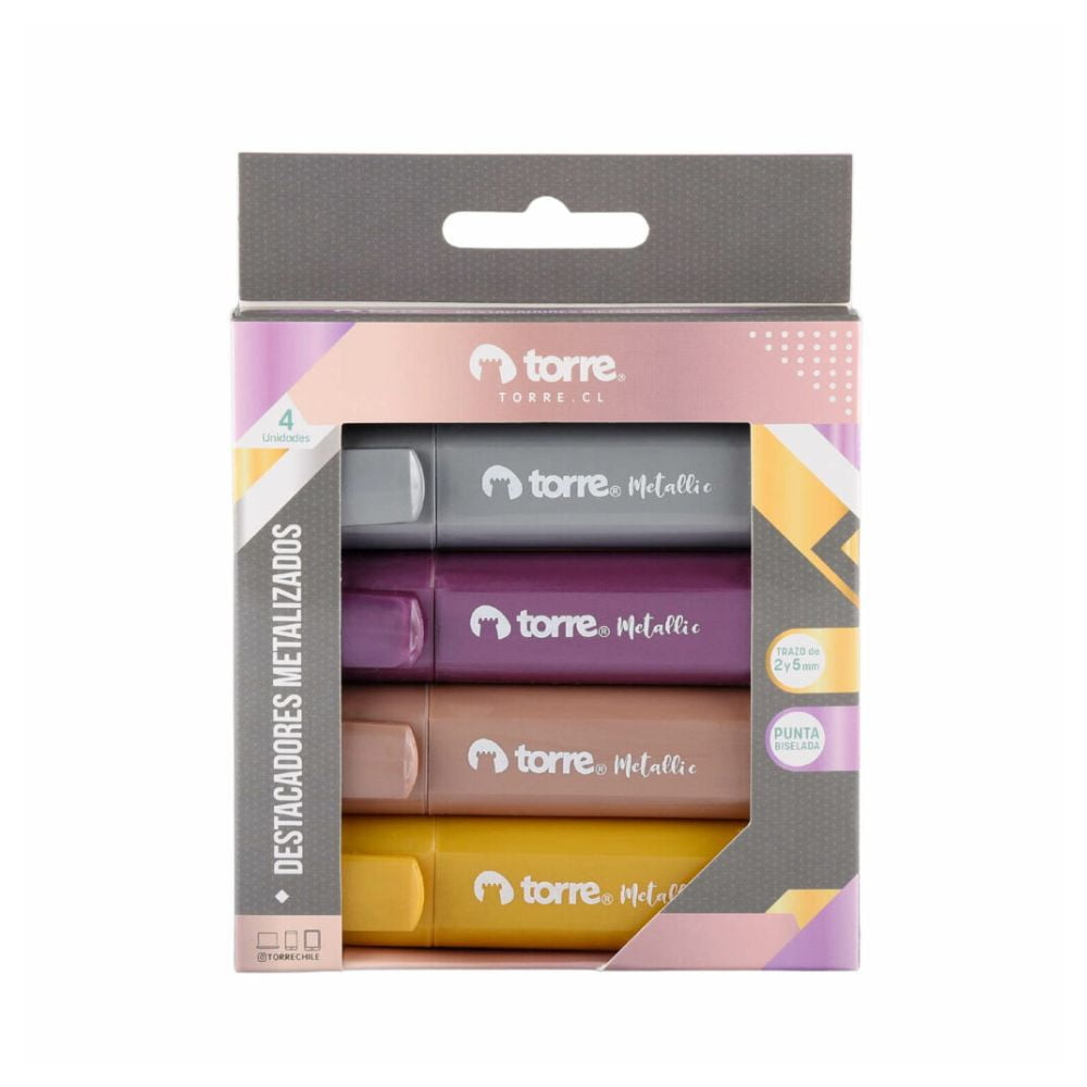 Torre - Set De Destacadores Metalizados 4un