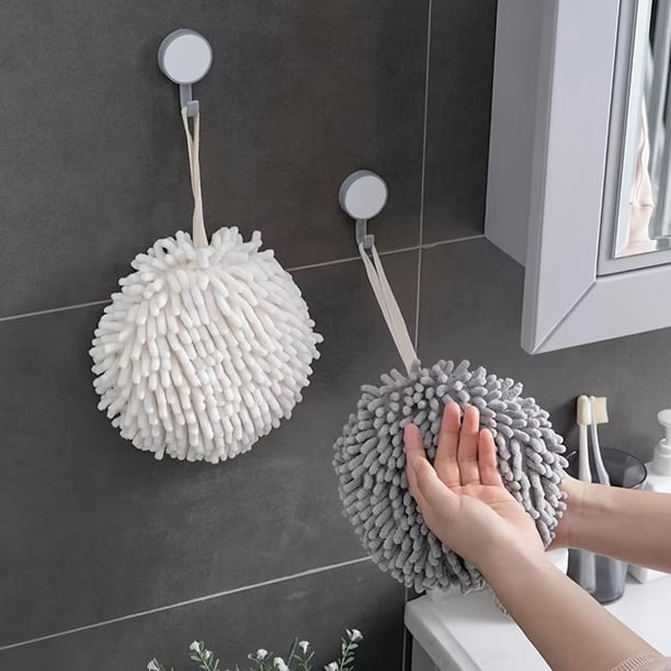 1/2pcs, Chenille Hand Towels, Kitchen Bathroom Hand Towels With Hanging Loops, Quick Dry Hand Bath Towel Hanging Absorbent Microfiber Hand Towels