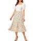 thumbnail image 2 of INSPIRE CHIC Falda Floral de Mujer con Volantes en Capas de Chifón A-Line Maxi Falda Blanca A XS, 2 of 7