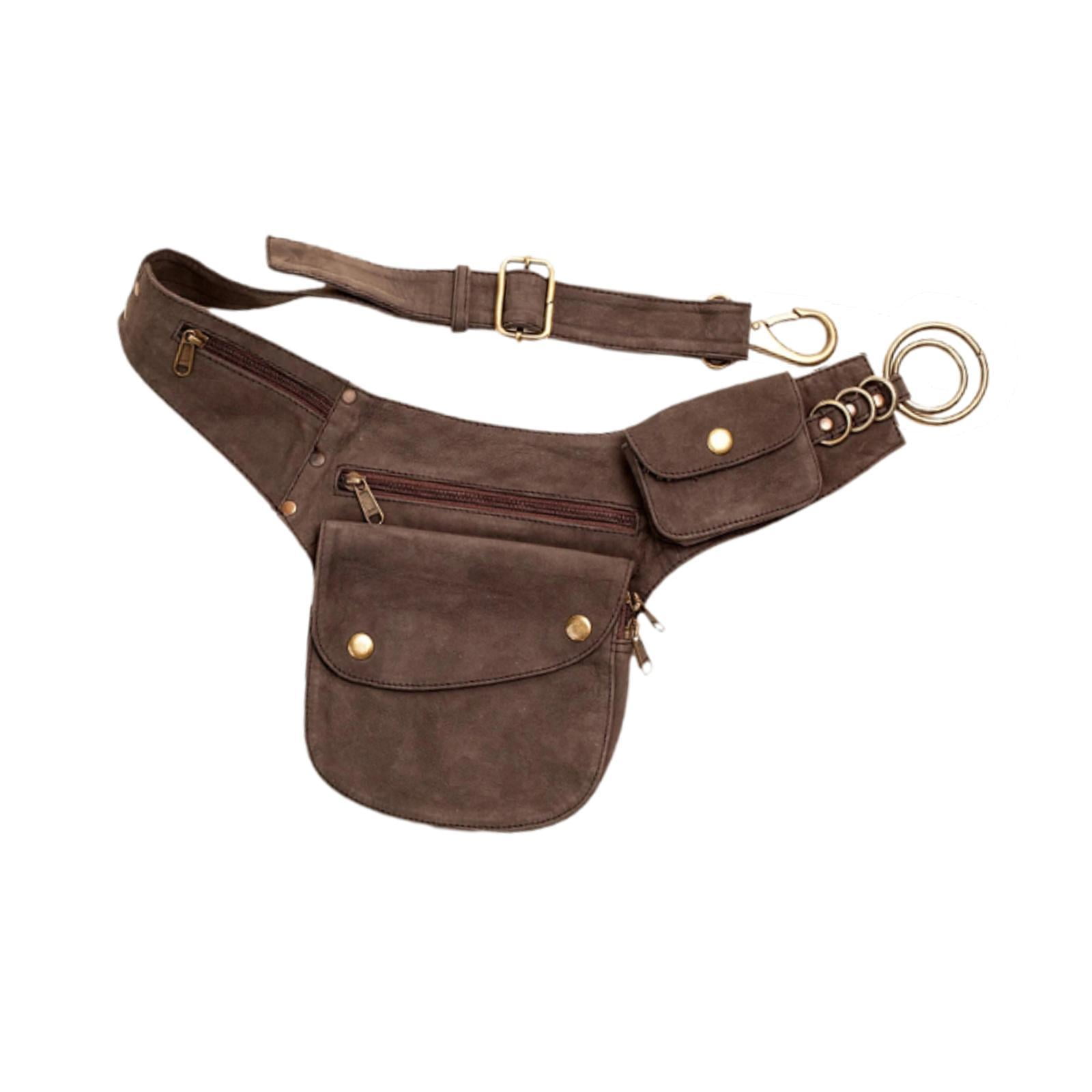 Ioensy - Paquete De Cintura De Cuero De Pu Bolso De Cintura De Moda Viaje Para Senderismo Al Aire Libre Mochilero Café