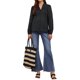 thumbnail image 2 of INSPIRE CHIC Camisas de Maternidad para Mujeres con Botones, Manga Larga, Jacquard de Algodón, Blusa Semi Transparente para Trabajo y Oficina, M Negro, 2 of 6