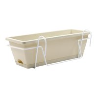 Ioensy - Macetero Con Barandilla Para Balcón, Macetero Para Ventana, Para Jardín, Exterior, Interior, Exterior, Estante De Hierro Blanco